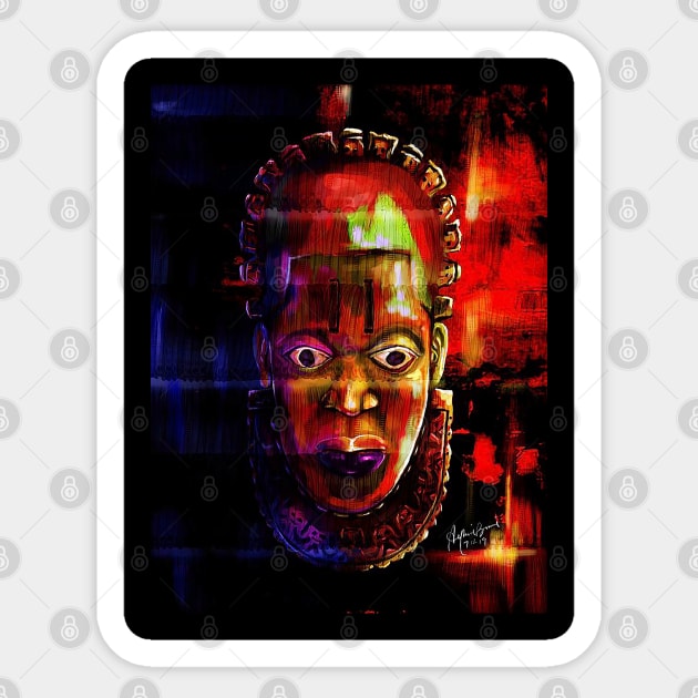 Benin queen mother head Sticker by Teebevies